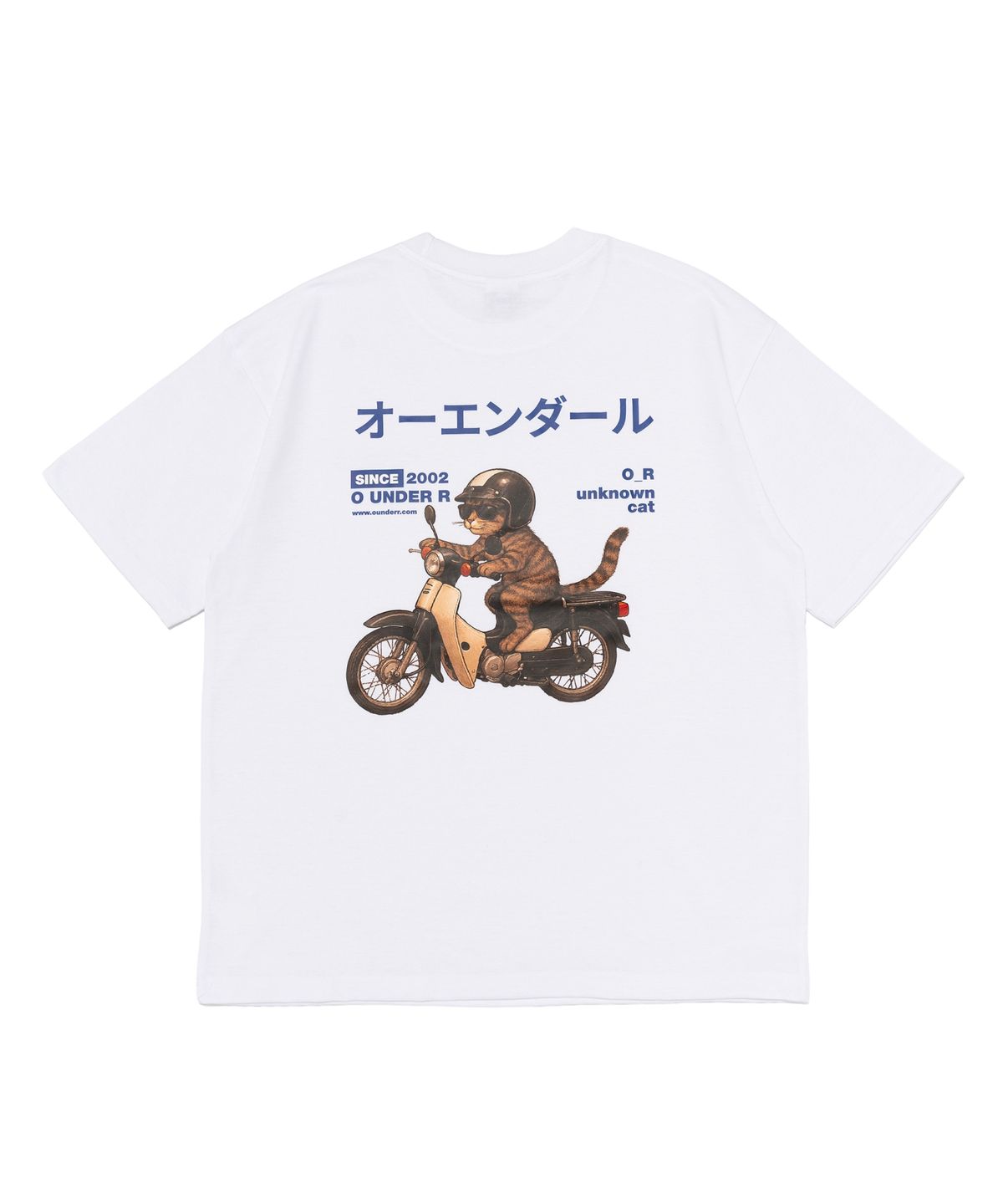 오언더알(OUNDERR) RIDING BIKE CAT 오버핏 반팔 티셔츠 (화이트)