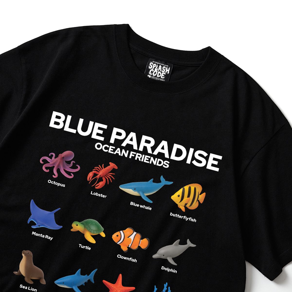 스플래시코드(SPLASHCODE) 반팔 티셔츠 블랙 - 블루 파라다이스(Blue Paradise)
