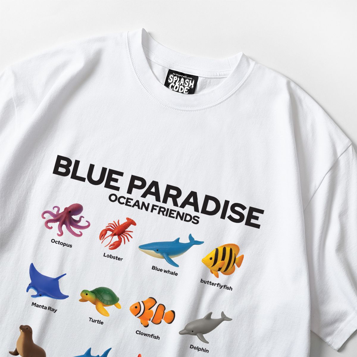 스플래시코드(SPLASHCODE) 반팔 티셔츠 화이트 - 블루 파라다이스(Blue Paradise)