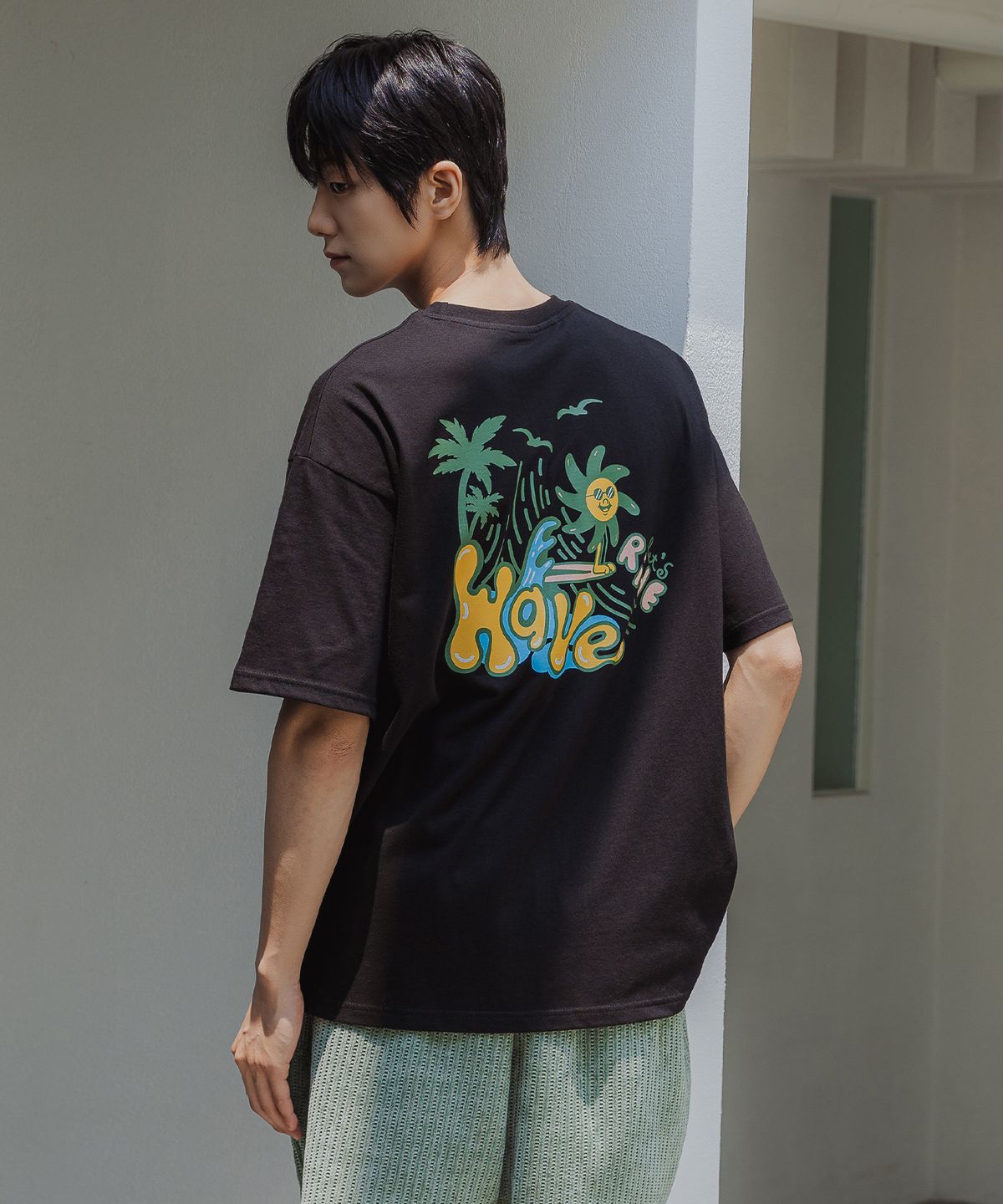 앨빈클로(ALVINCLO) WAVE 오버핏 반팔티 AST4812 (2 COLOR)