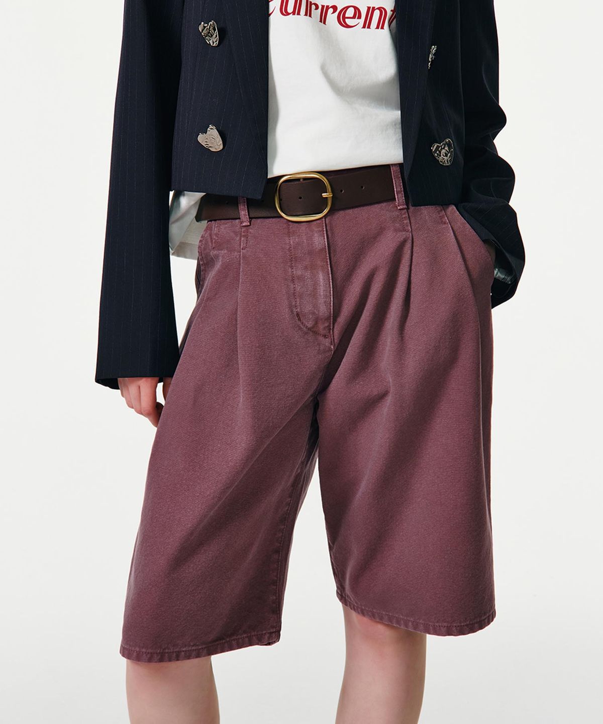 커렌트(CURRENT) BERMUDA DENIM SHORTS [PURPLE]
