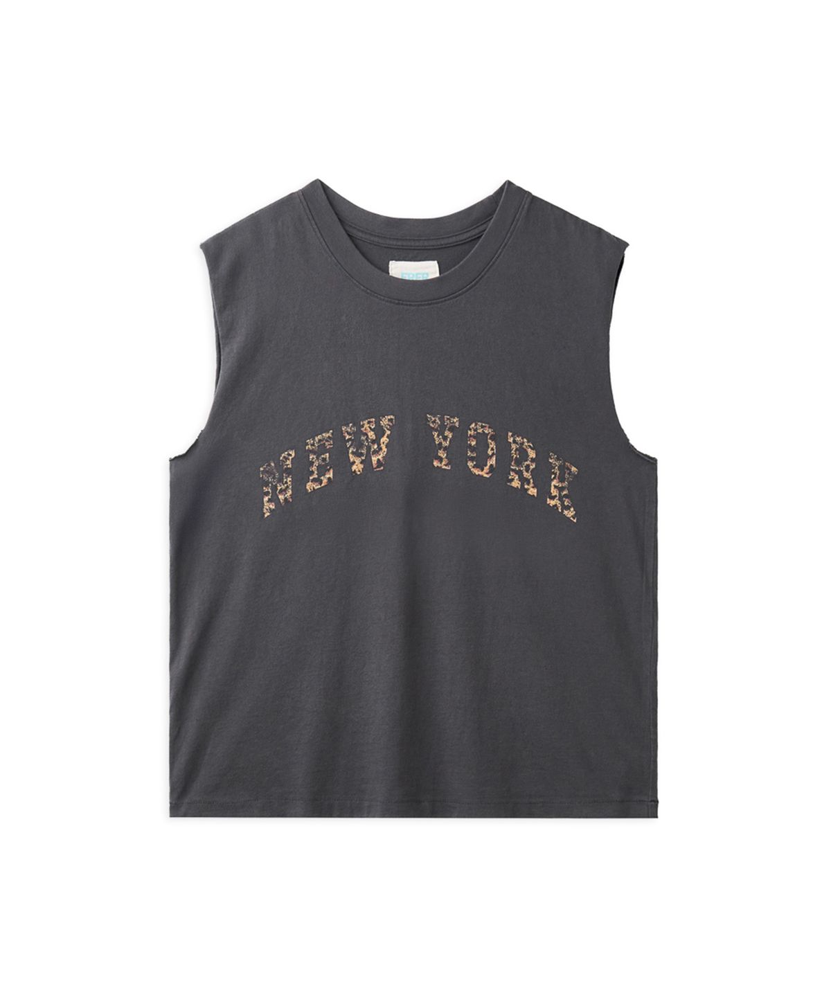 에르에르(ERER) Vintage Leopard New York Artwork Sleeveless Charcoal