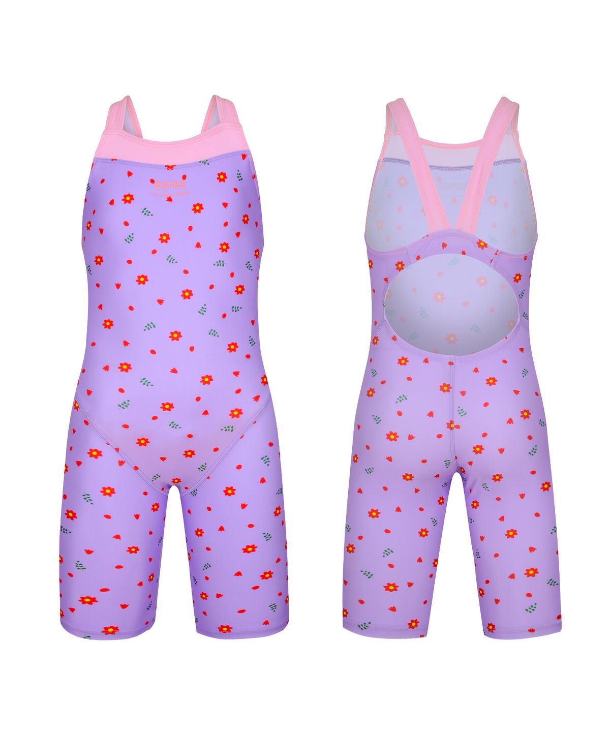 제테스(ZETES) 여아 와이드스트랩 5부 실내수영복 CHRISTMAS LILAC G2i5353