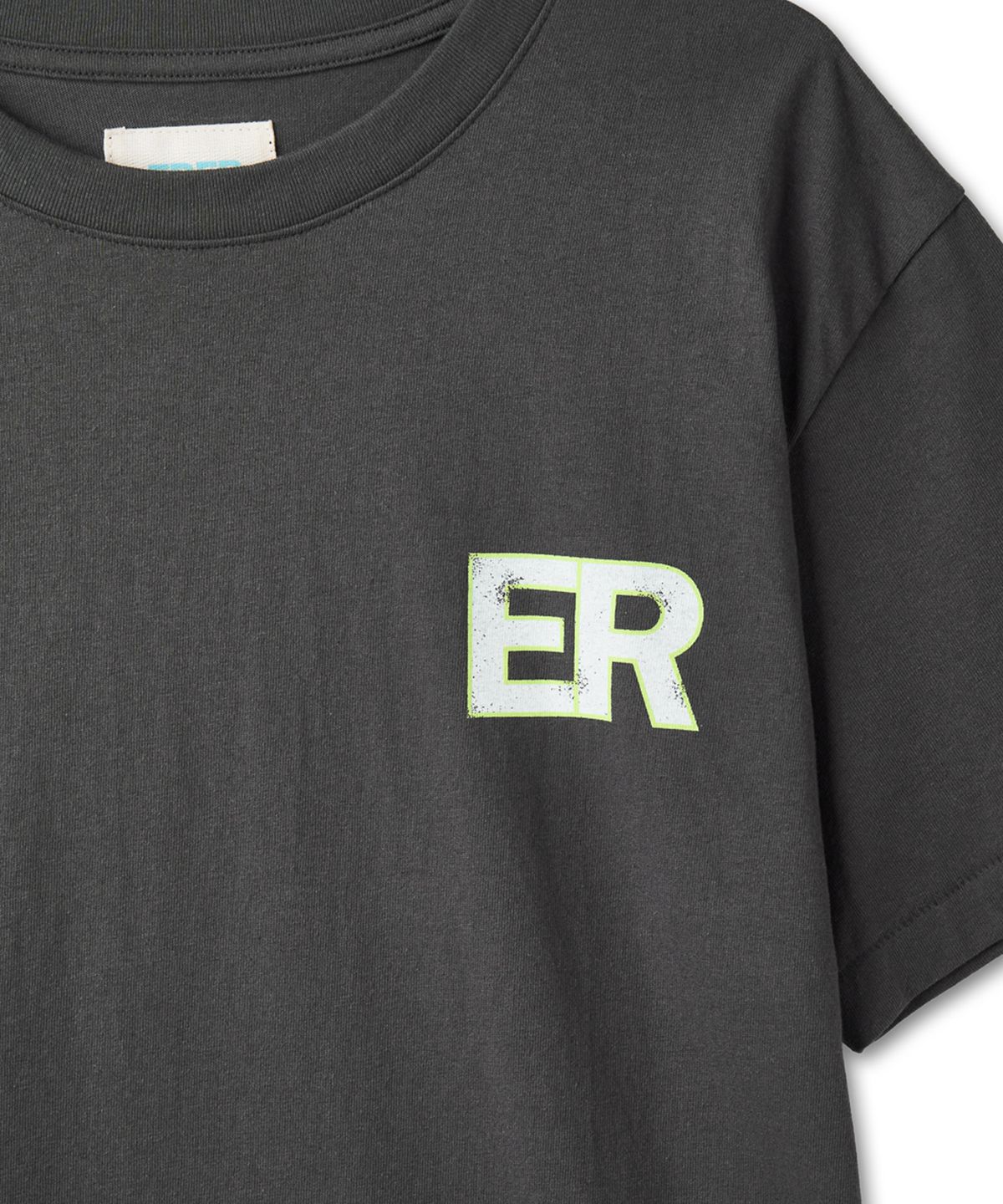 에르에르(ERER) Vintage Painted ER Artwork T-Shirt Charcoal