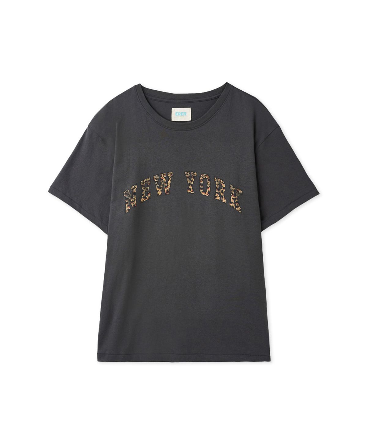 에르에르(ERER) Vintage Leopard New York Artwork T-Shirt Charcoal