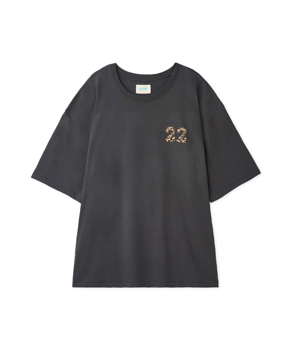 에르에르(ERER) Overfit Vintage Leopard 22 Artwork T-Shirt Charcoal