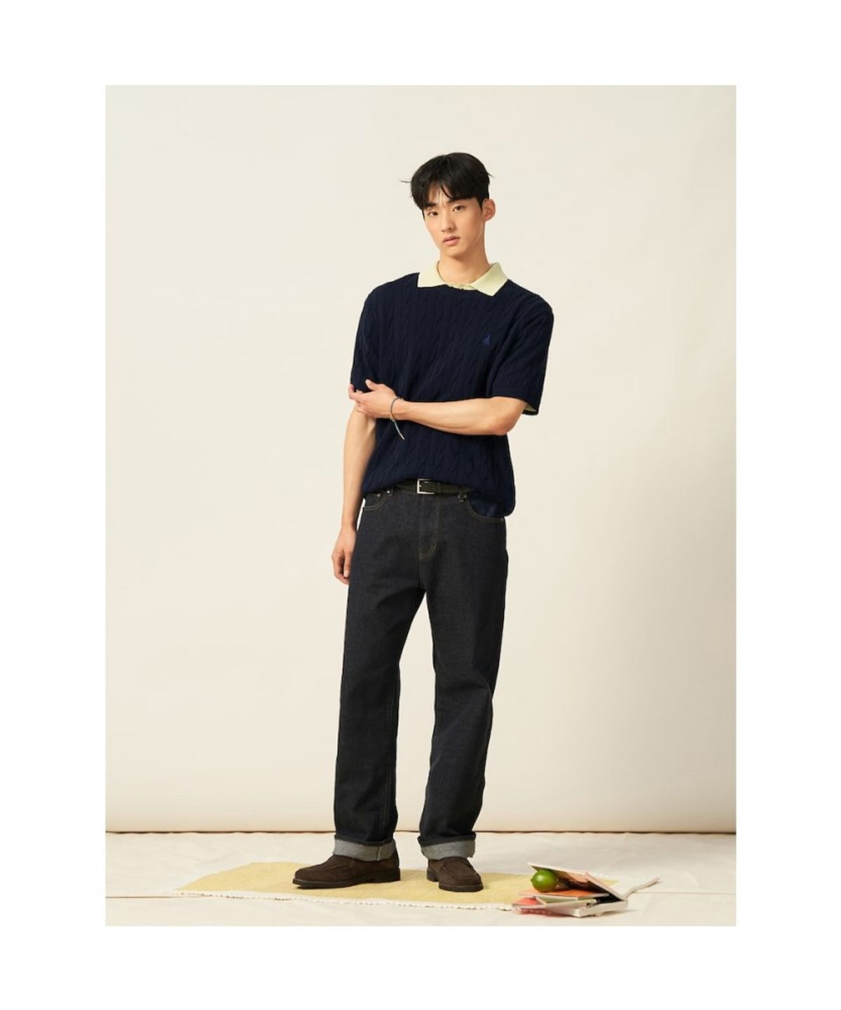 빈폴 멘(BEANPOLE MEN) [빈폴솔솔니트] 케이블 라운드 니트  네이비