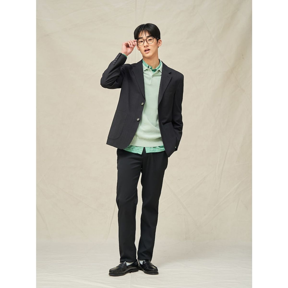 빈폴 멘(BEANPOLE MEN) 울 블렌드 시어서커 셋업 재킷  애쉬