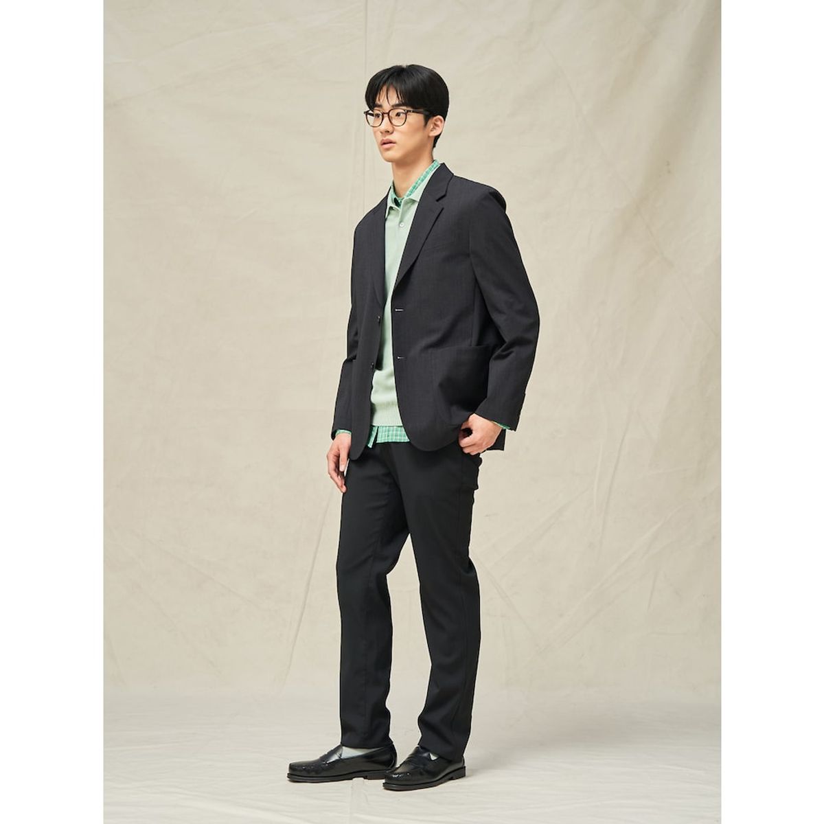 빈폴 멘(BEANPOLE MEN) 울 블렌드 시어서커 셋업 재킷  애쉬