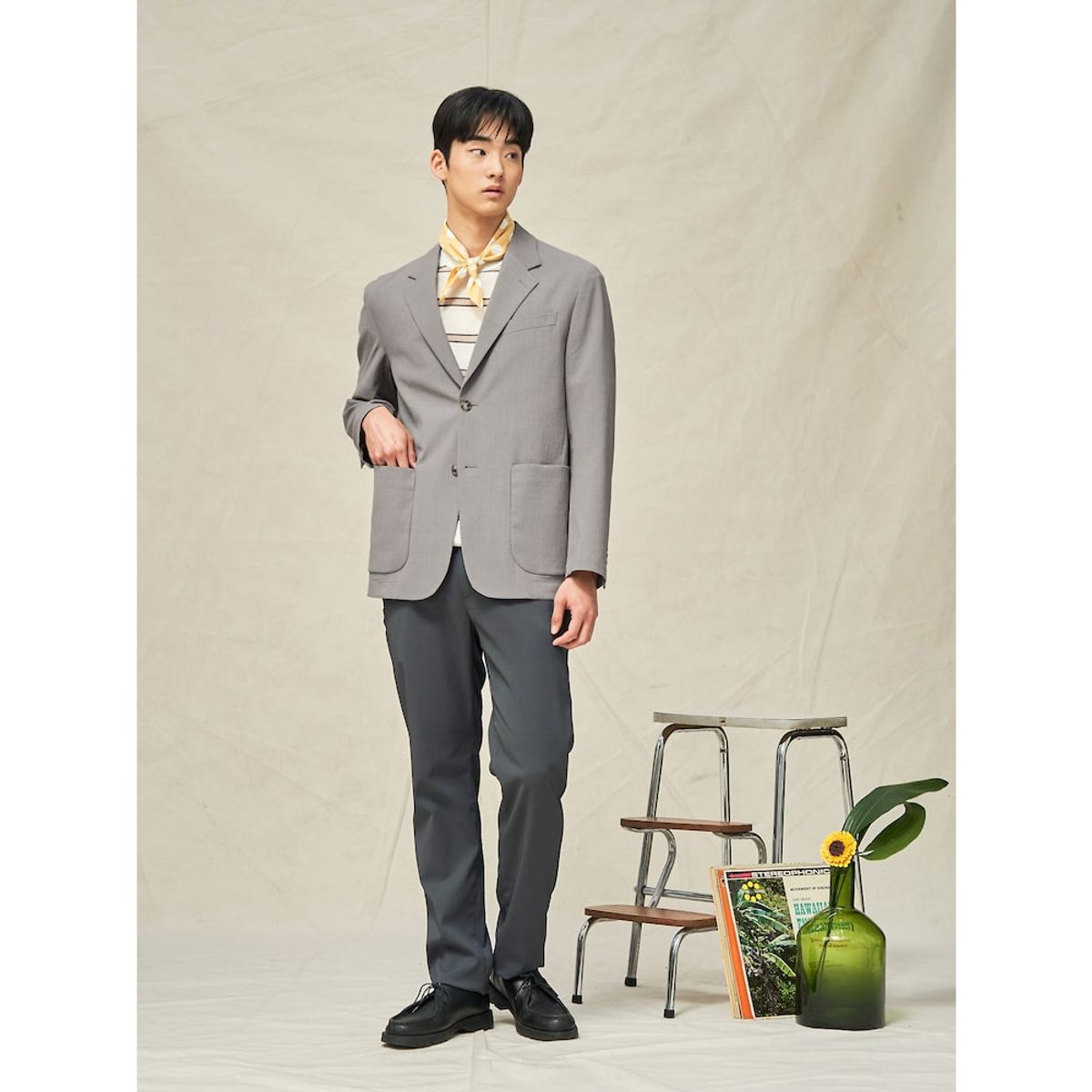 빈폴 멘(BEANPOLE MEN) 울 블렌드 시어서커 셋업 재킷  베이지
