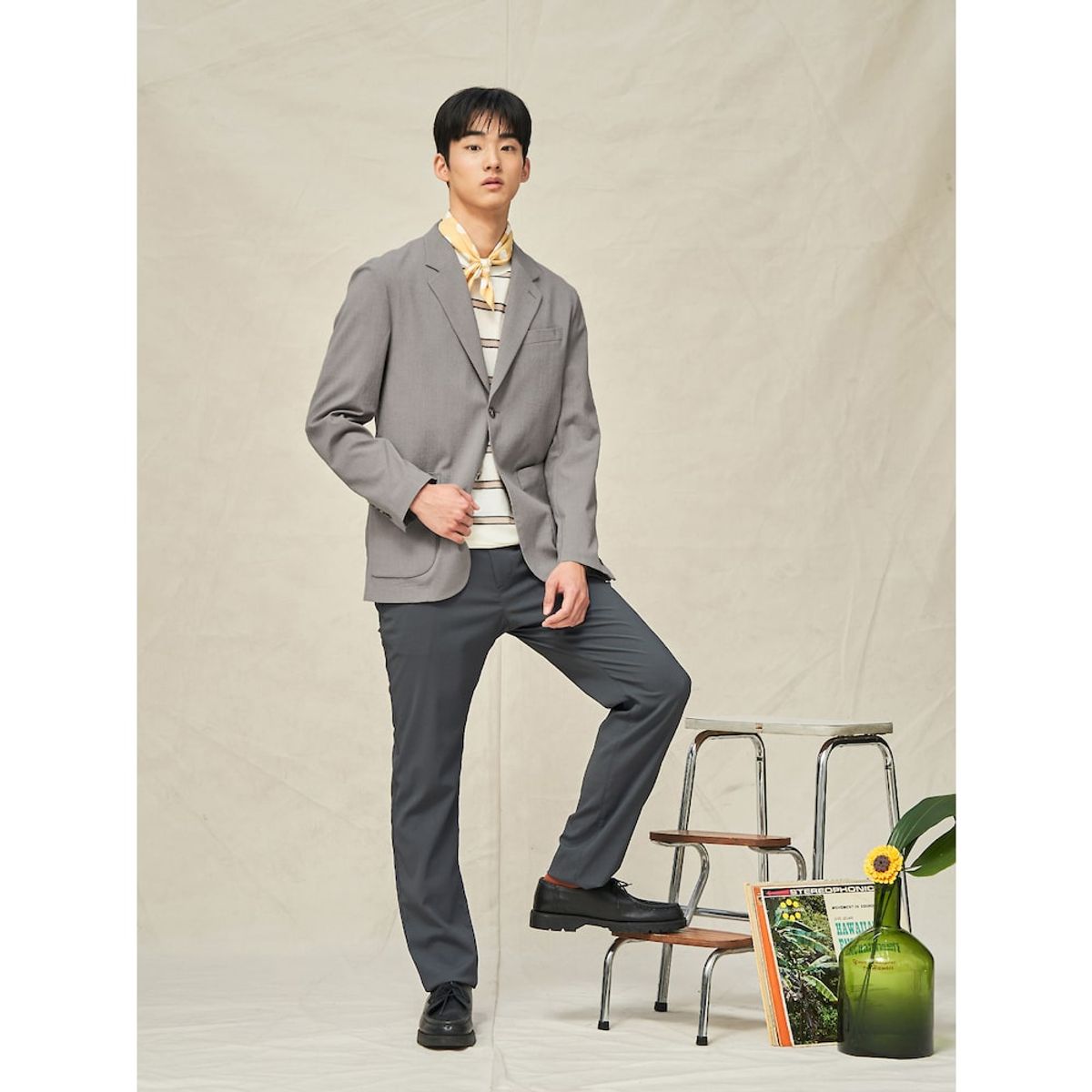 빈폴 멘(BEANPOLE MEN) 울 블렌드 시어서커 셋업 재킷  베이지