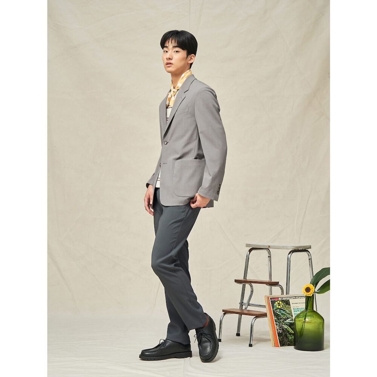 빈폴 멘(BEANPOLE MEN) 울 블렌드 시어서커 셋업 재킷  베이지