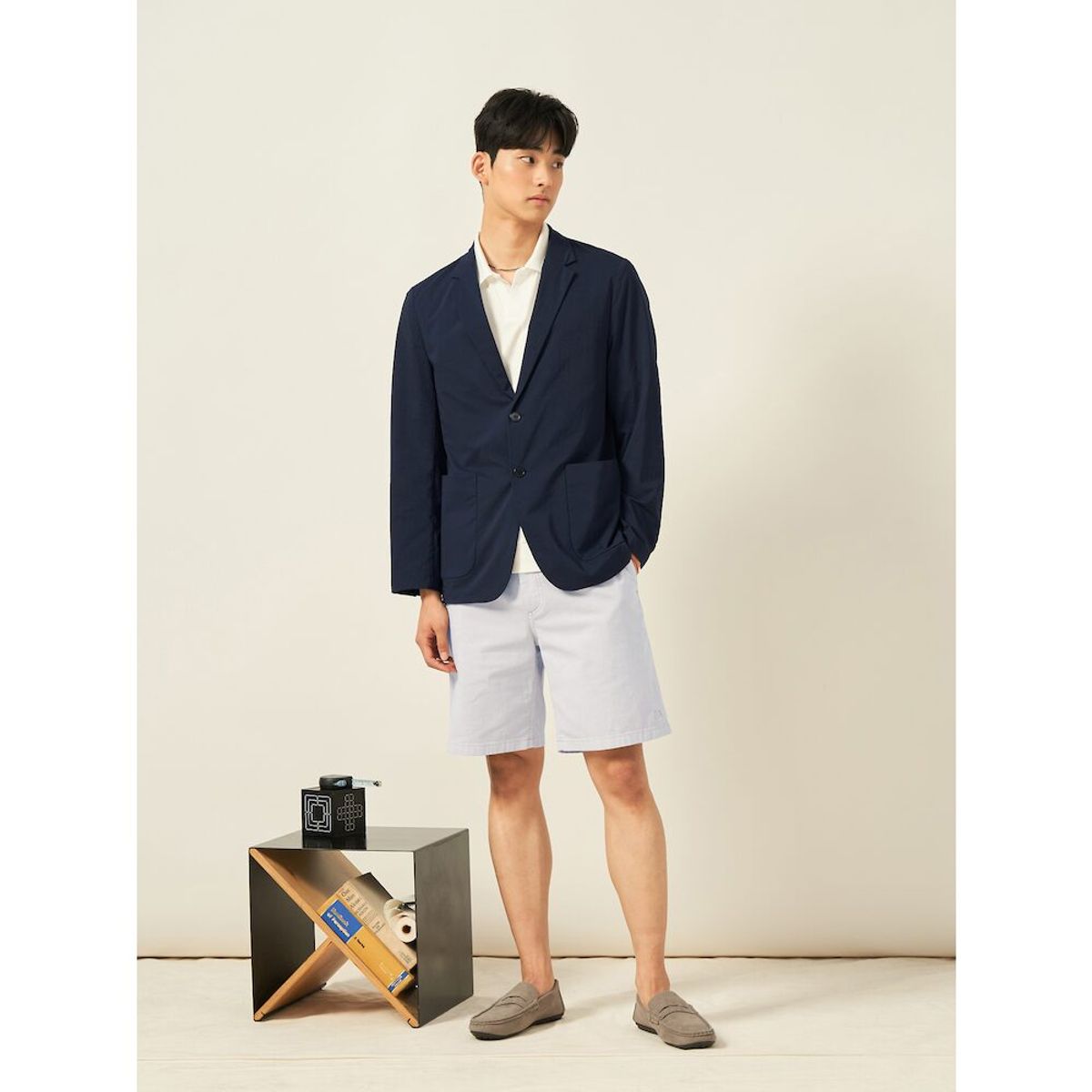 빈폴 멘(BEANPOLE MEN) 시어서커 셋업 재킷  네이비