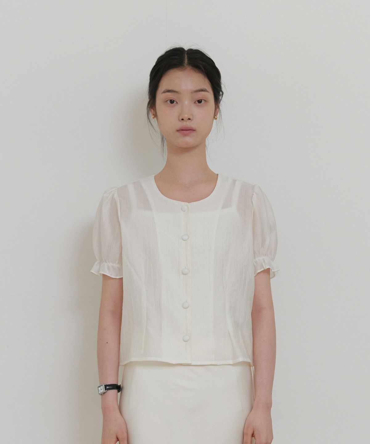 엽페(YUPPE) SOFT SHIRRING SHIRT_CREAM