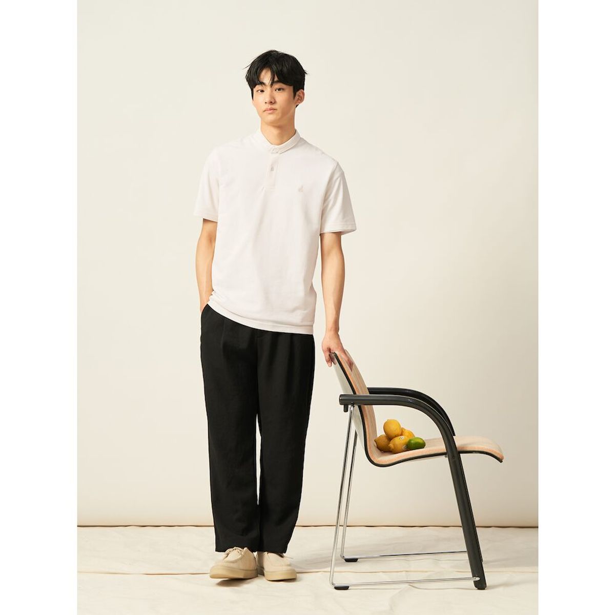 빈폴 멘(BEANPOLE MEN) 헨리넥 티셔츠  아이보리