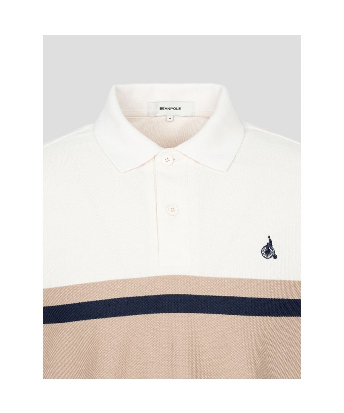 빈폴 멘(BEANPOLE MEN) 컬러블럭 칼라넥 반소매 티셔츠  아이보리