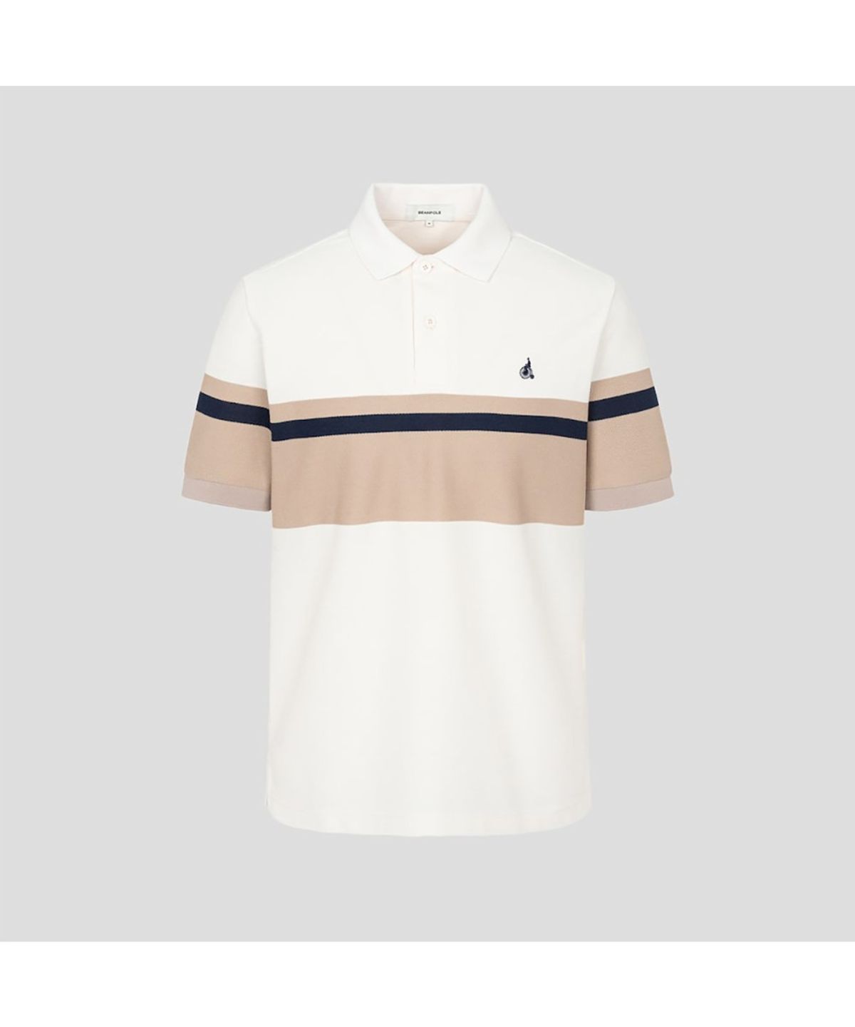 빈폴 멘(BEANPOLE MEN) 컬러블럭 칼라넥 반소매 티셔츠  아이보리