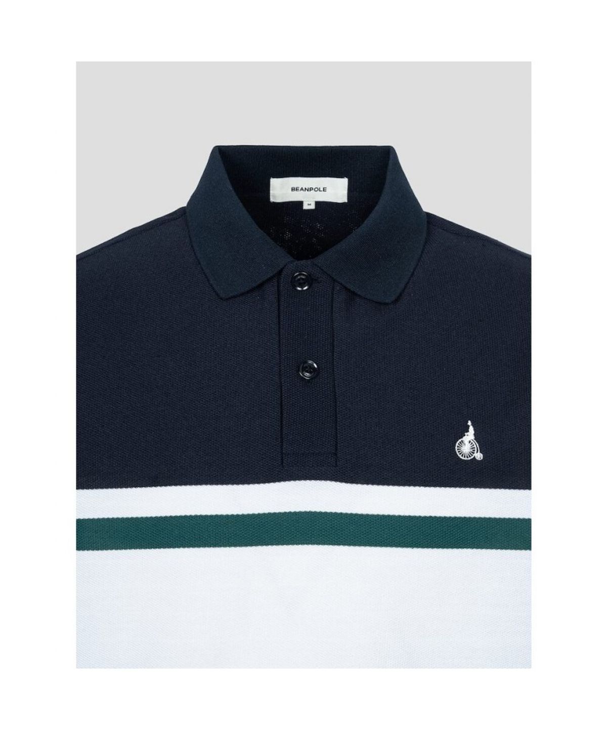 빈폴 멘(BEANPOLE MEN) 컬러블럭 칼라넥 반소매 티셔츠  네이비