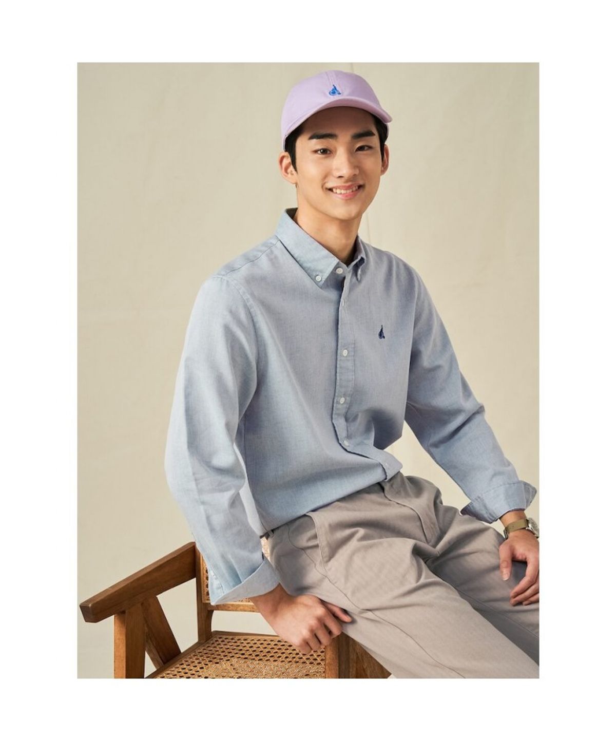 빈폴 멘(BEANPOLE MEN) 투톤 샴브레이 셔츠  그린