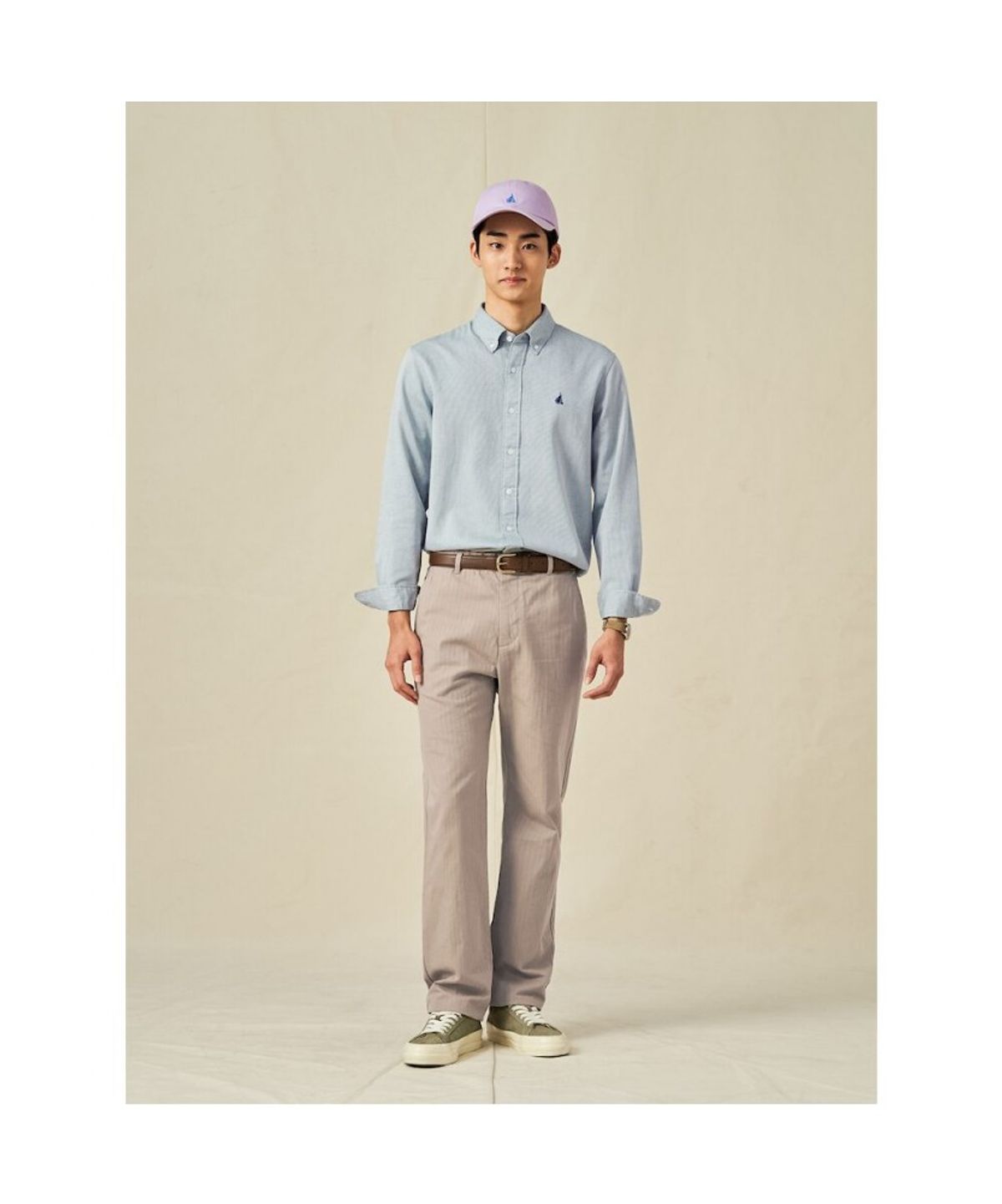 빈폴 멘(BEANPOLE MEN) 투톤 샴브레이 셔츠  그린