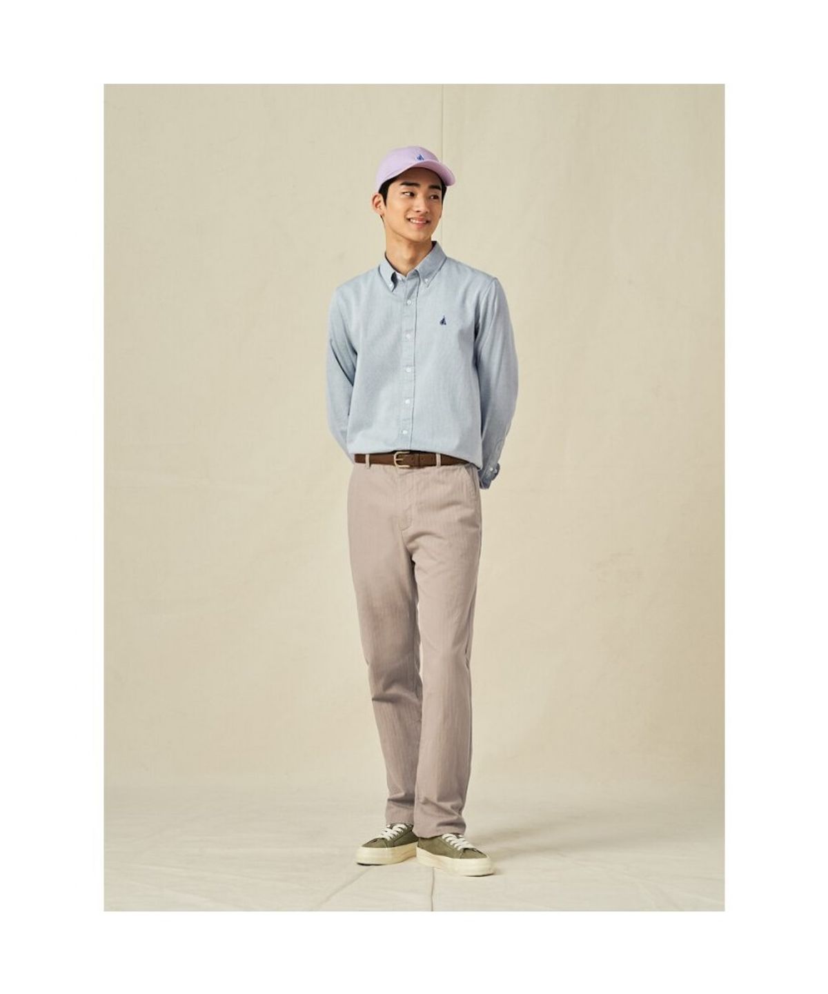 빈폴 멘(BEANPOLE MEN) 투톤 샴브레이 셔츠  그린
