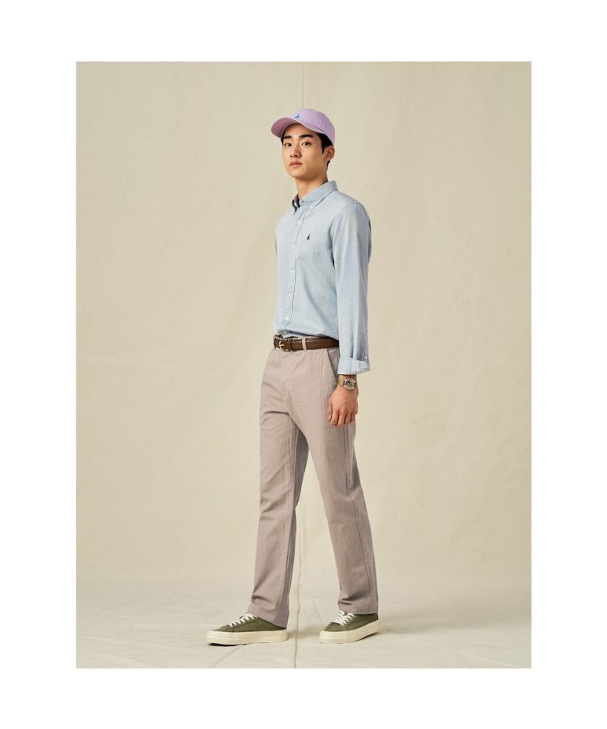 빈폴 멘(BEANPOLE MEN) 투톤 샴브레이 셔츠  그린