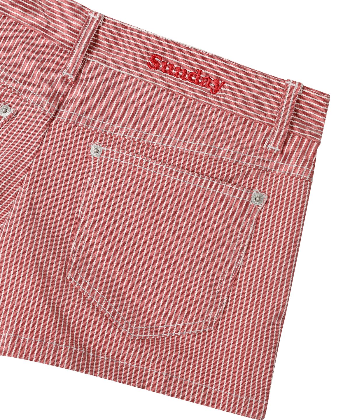 선데이후르츠마켓(SUNDAY FRUIT MARKET) W) THIN STRIPE SHORT RED