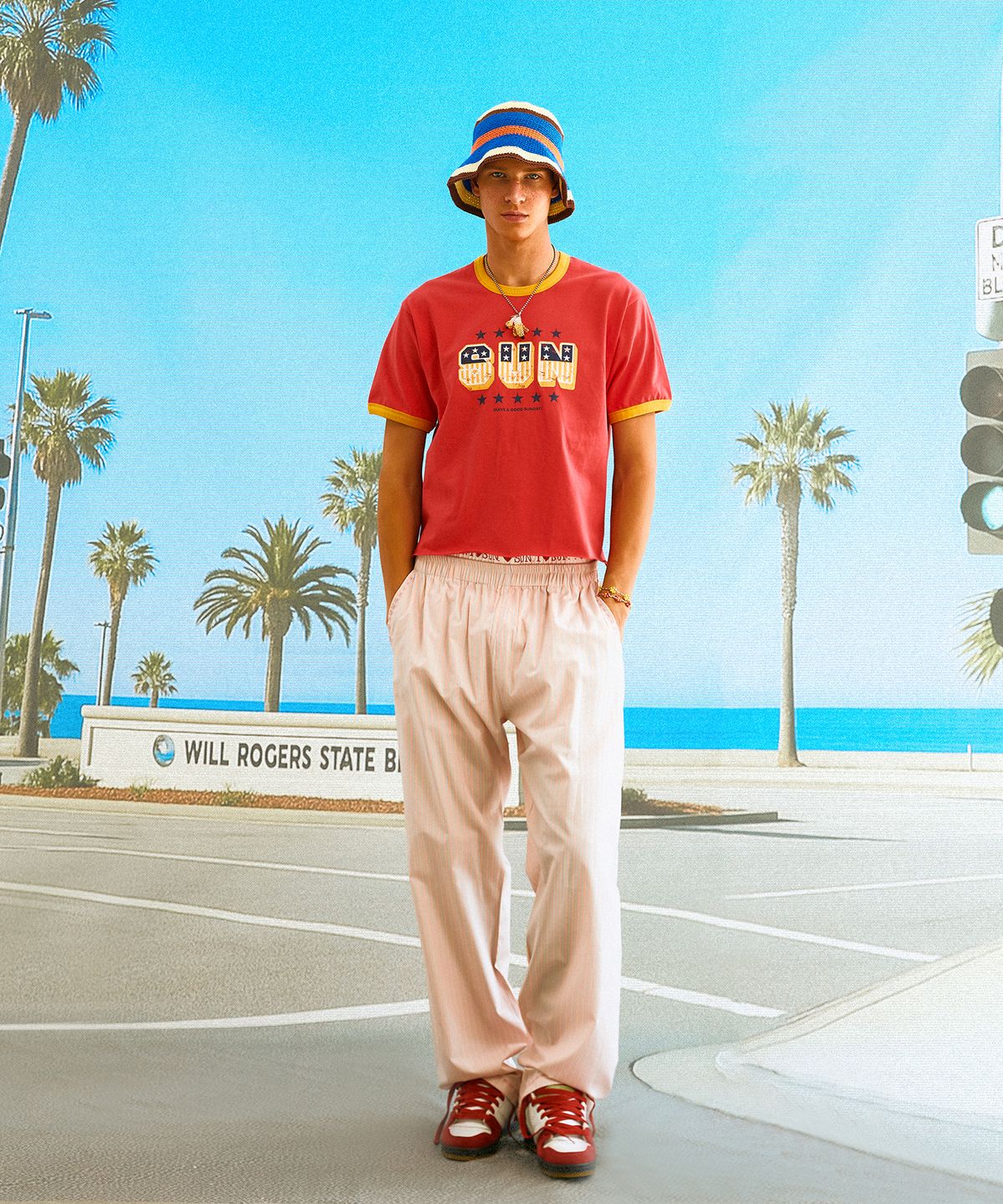 선데이후르츠마켓(SUNDAY FRUIT MARKET) BEACH STRIPE PANT PINK