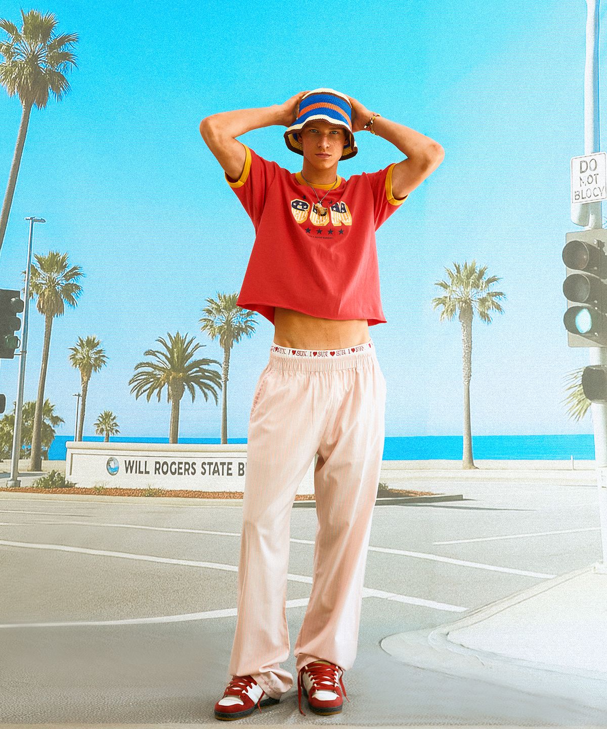 선데이후르츠마켓(SUNDAY FRUIT MARKET) BEACH STRIPE PANT PINK