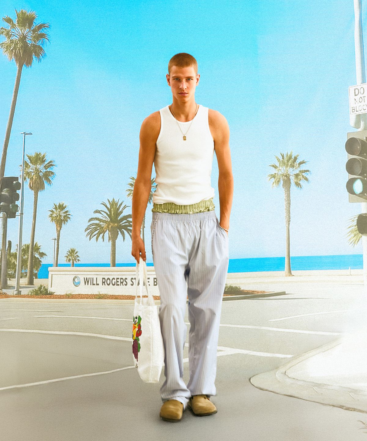 선데이후르츠마켓(SUNDAY FRUIT MARKET) BEACH STRIPE PANT SKYBLUE