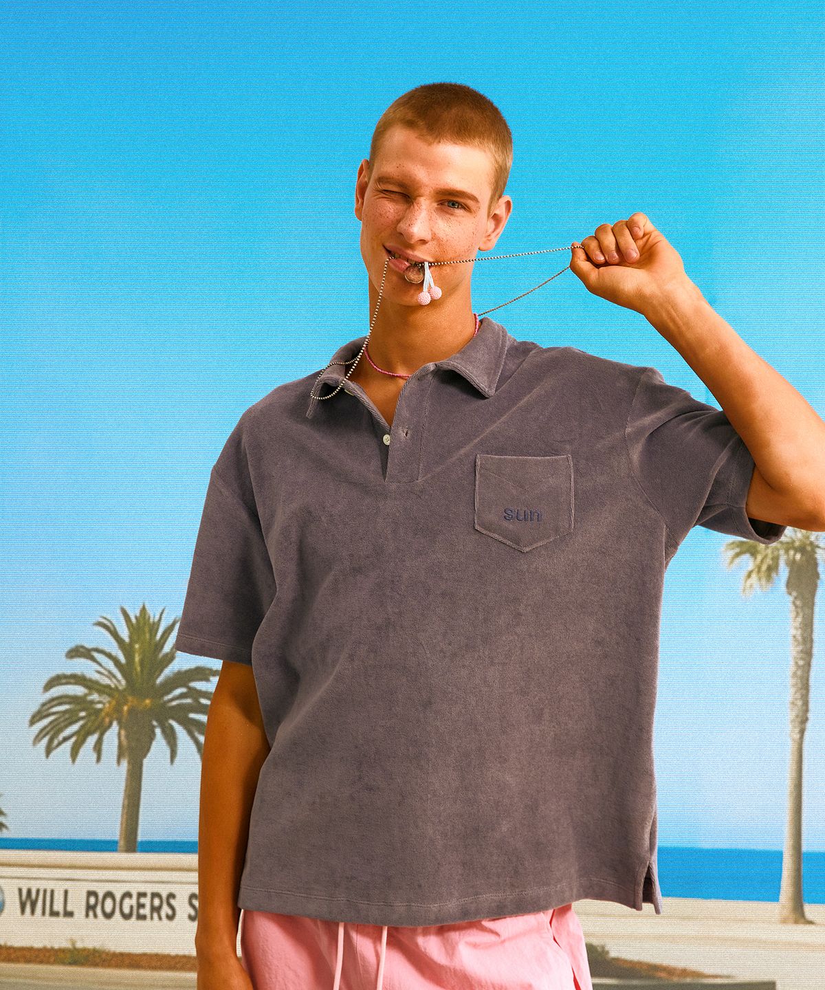 선데이후르츠마켓(SUNDAY FRUIT MARKET) TERRY COLLAR TEE NAVY