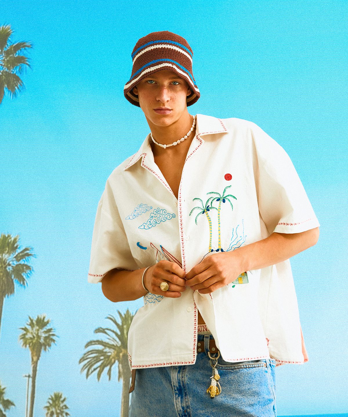 선데이후르츠마켓(SUNDAY FRUIT MARKET) SUN BEACH SHIRT IVORY