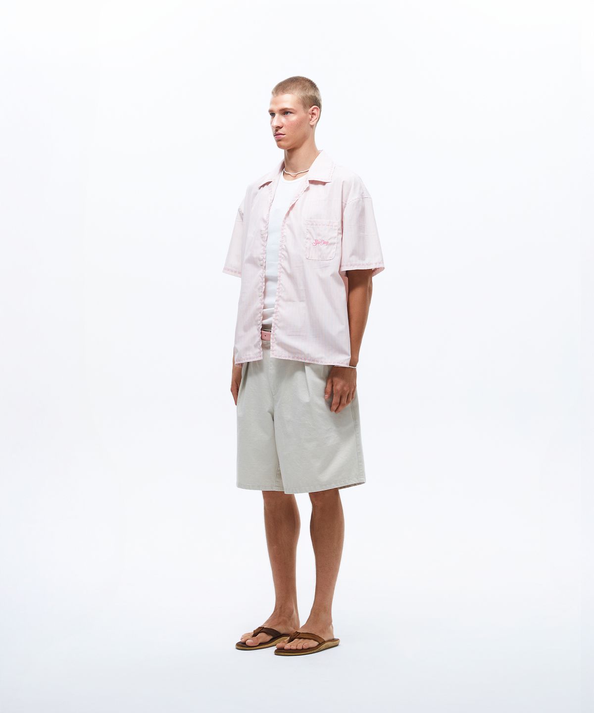선데이후르츠마켓(SUNDAY FRUIT MARKET) SUNDAY STRIPE SHIRT PINK
