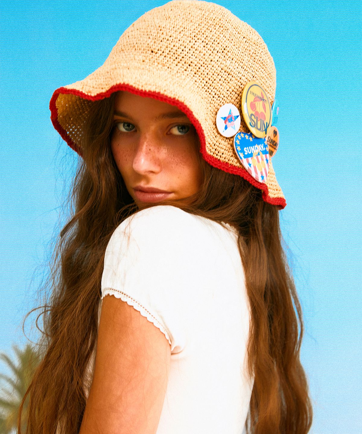선데이후르츠마켓(SUNDAY FRUIT MARKET) W) LACE CAP SLEEVE TEE IVORY