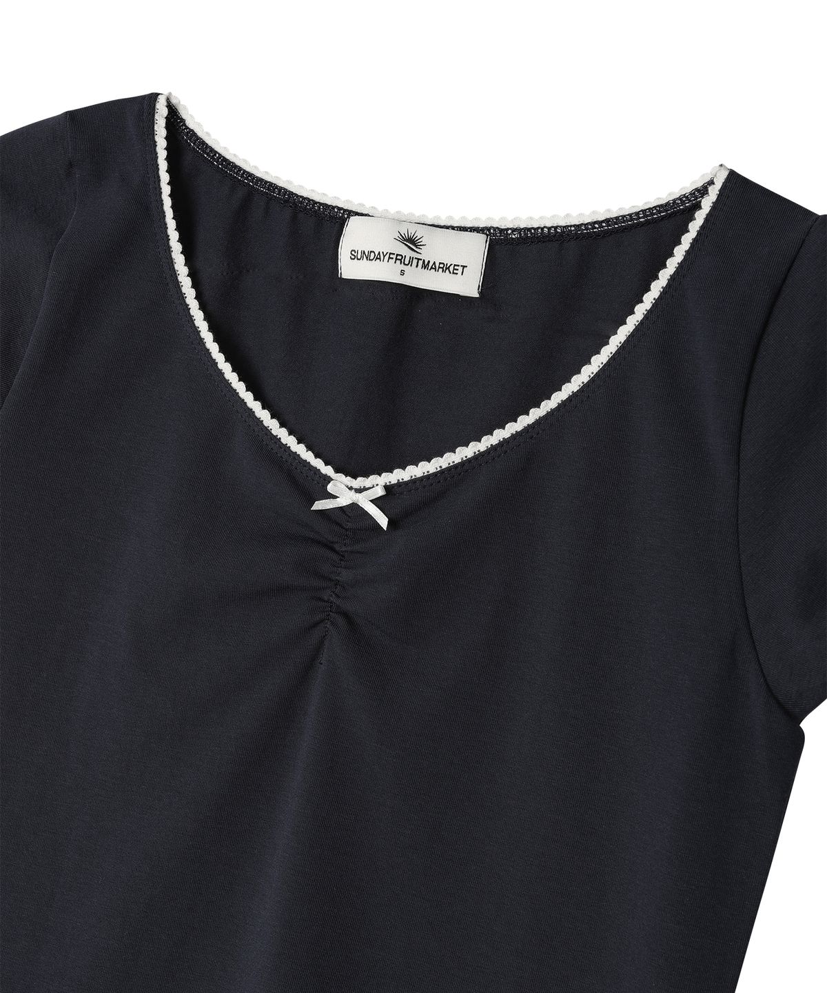선데이후르츠마켓(SUNDAY FRUIT MARKET) W) LACE CAP SLEEVE TEE NAVY
