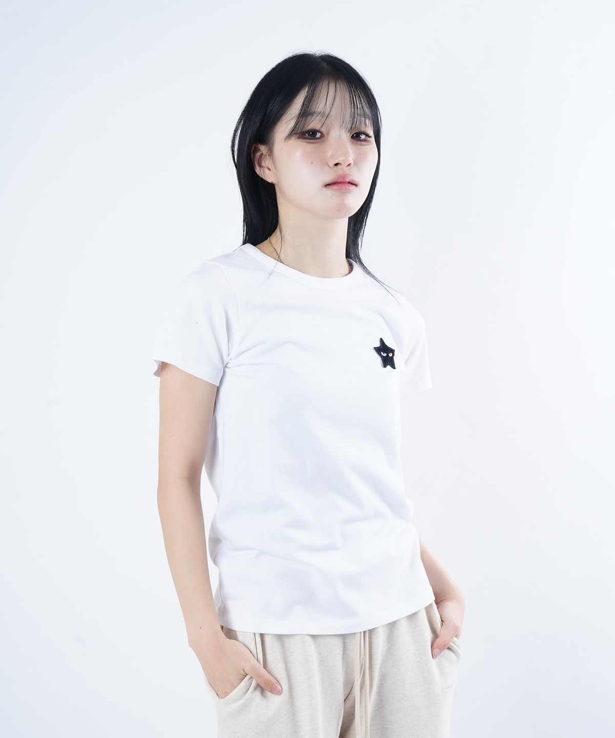 스태리 아이드(STARRYEYED) 모달 스탠다드핏 반팔 티셔츠 (화이트)