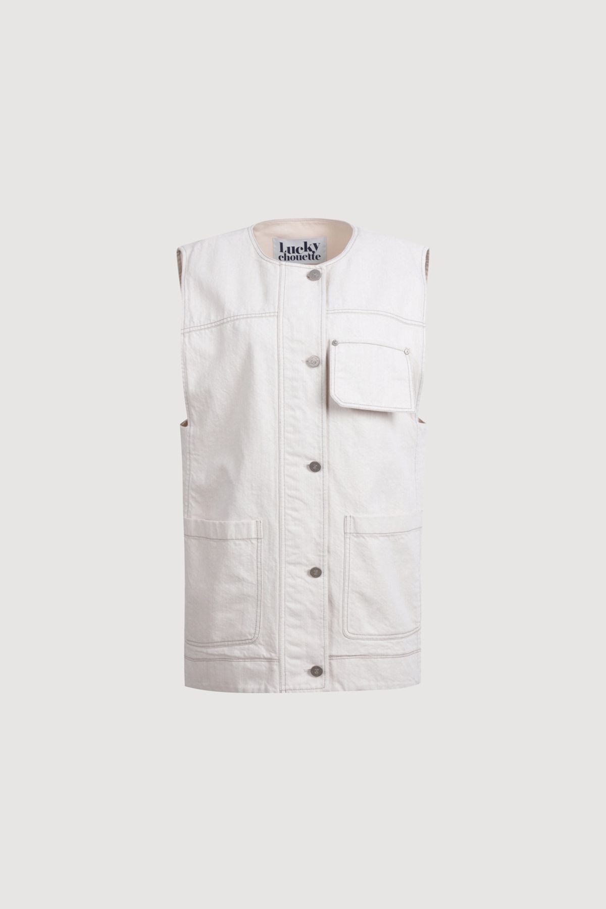 럭키슈에뜨(LUCKY CHOUETTE) Out Pocket Vest (ivory) LFVAM25400IVX