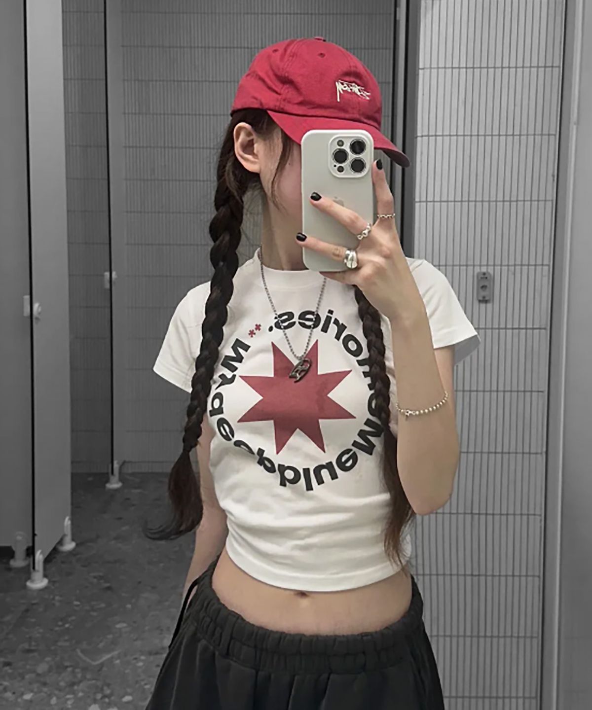 마이딥블루메모리즈(MY DEEP BLUE MEMORIES) (W)MM CROP ROUND LOGO TEE (WHITE)