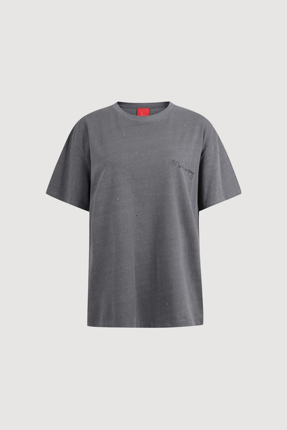 럭키슈에뜨(LUCKY CHOUETTE) Hotfix Point Half Sleeve T-shirt (grey) LFTAM25340GYX