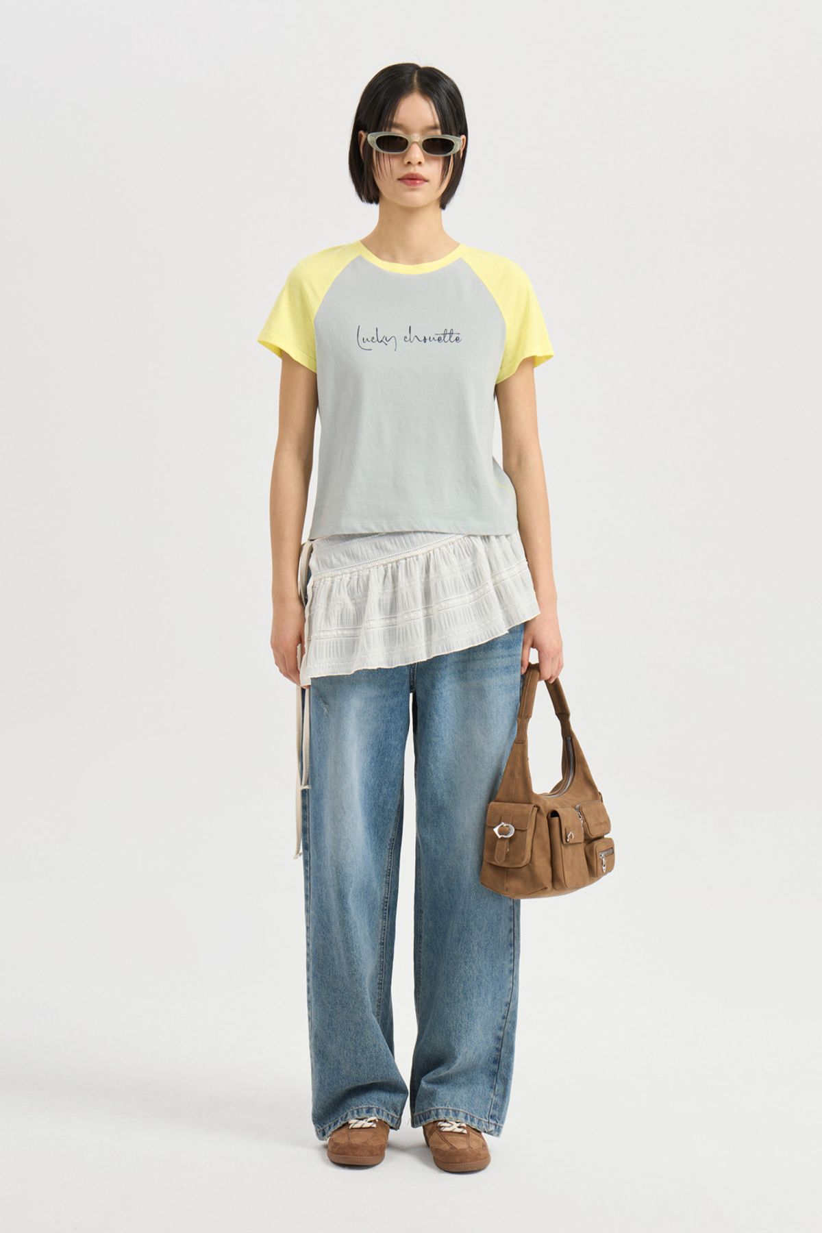 럭키슈에뜨(LUCKY CHOUETTE) Colored Slim Fit Half Sleeve T-shirt (mint) LFTAM25360MIX