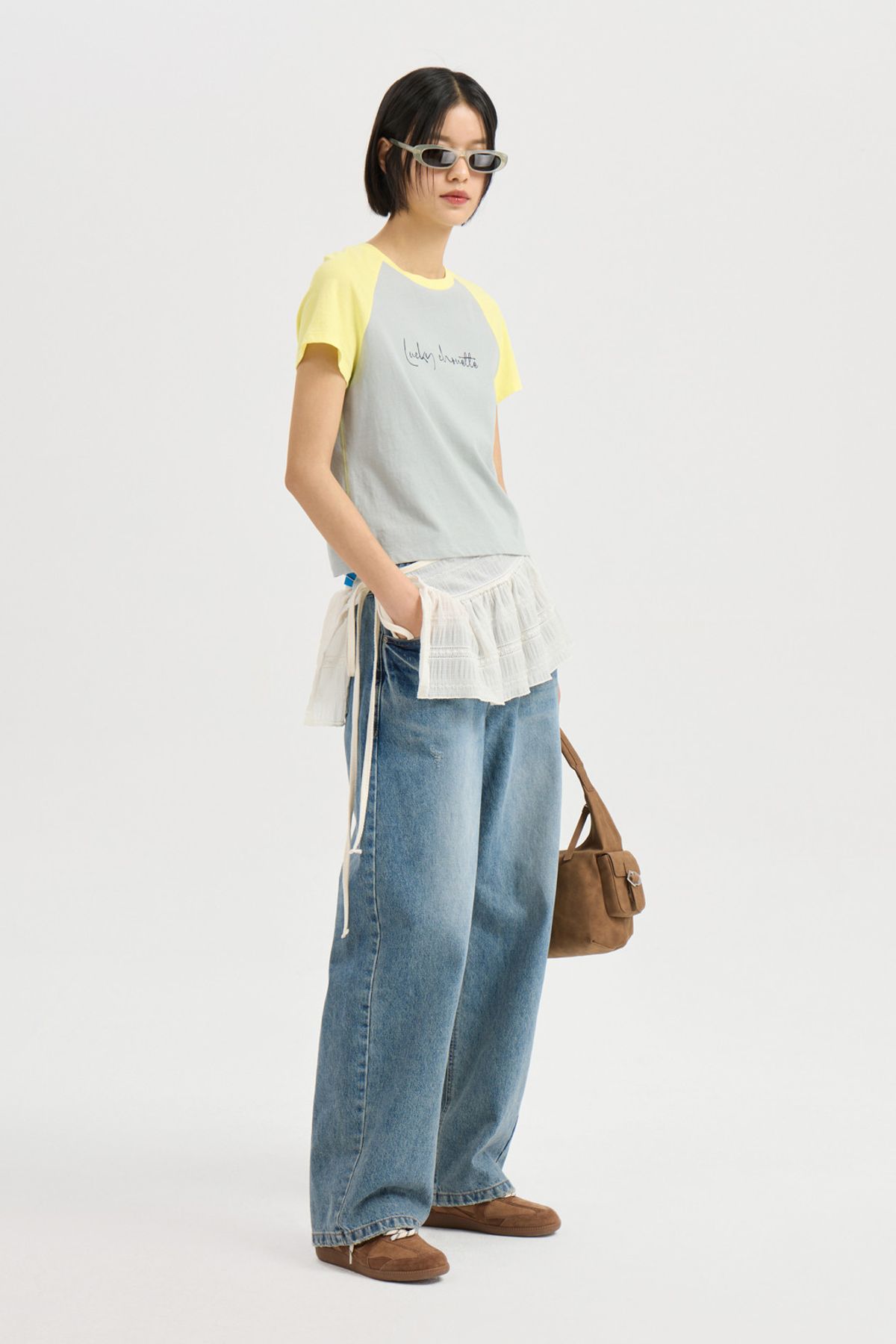럭키슈에뜨(LUCKY CHOUETTE) Colored Slim Fit Half Sleeve T-shirt (mint) LFTAM25360MIX