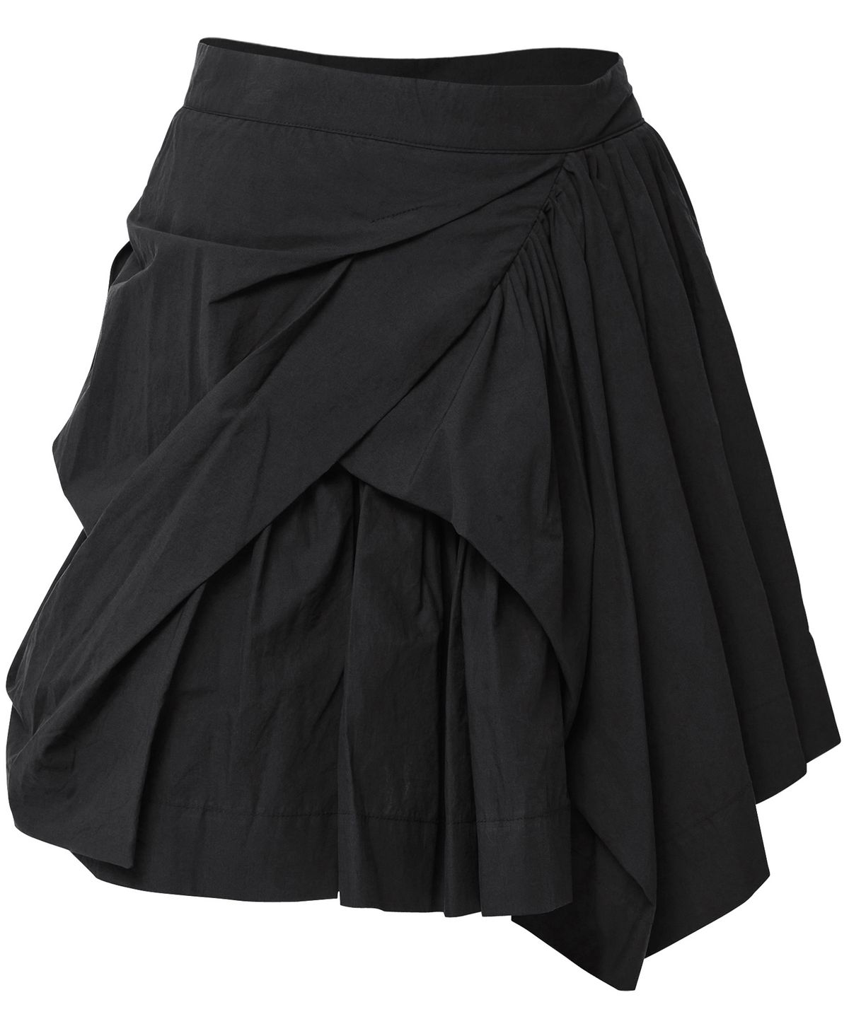 플레어업(FLAREUP) Asymmetrical Draped Layered Skirt (FL-252_Black)