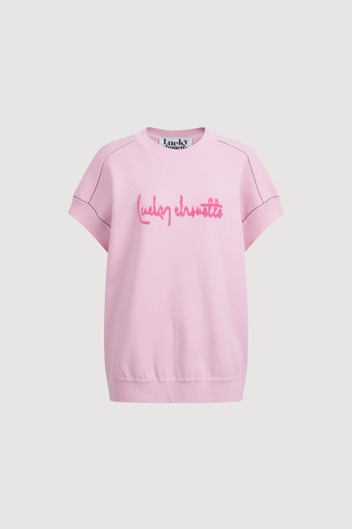 럭키슈에뜨(LUCKY CHOUETTE) Letter Point Pullover (light pink) LFWAM25410PIL