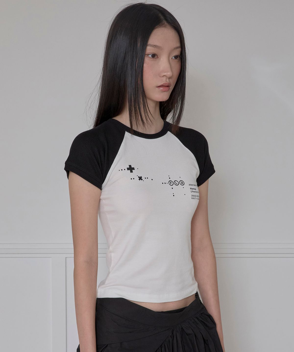 플레어업(FLAREUP) Muta Waffle Raglan T-Shirt (FL-154_Black&White)