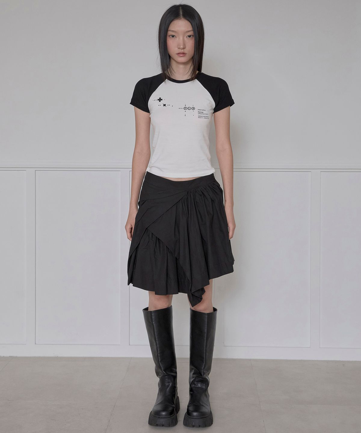 플레어업(FLAREUP) Muta Waffle Raglan T-Shirt (FL-154_Black&White)