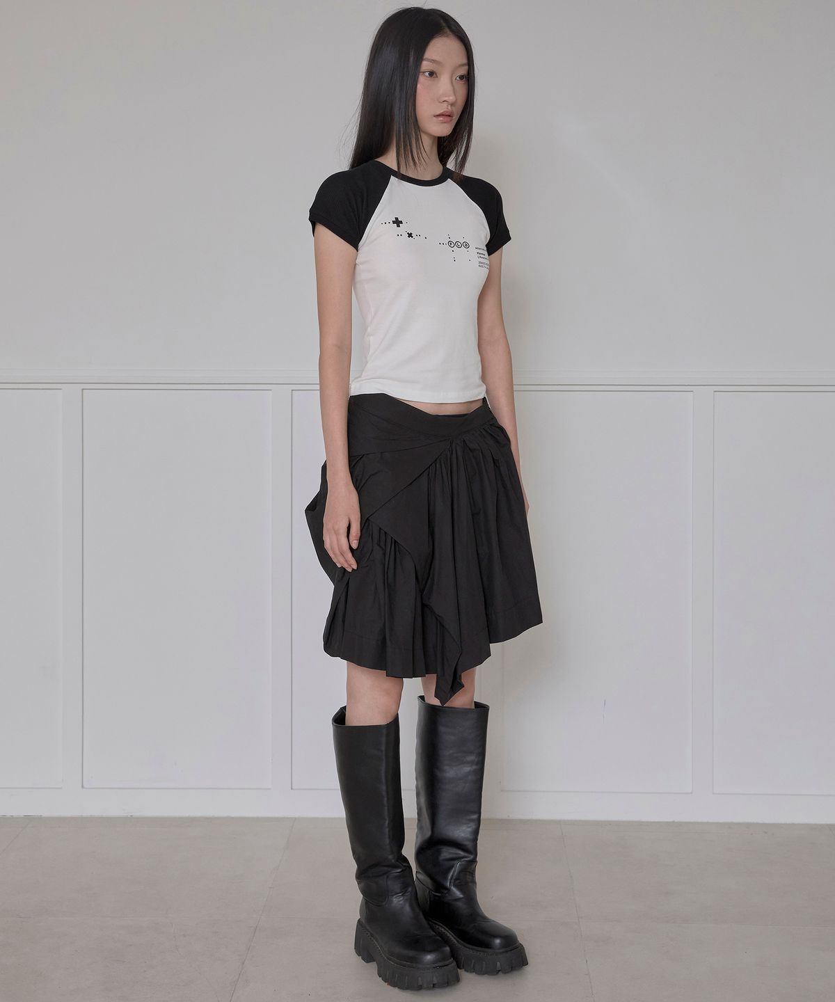 플레어업(FLAREUP) Muta Waffle Raglan T-Shirt (FL-154_Black&White)