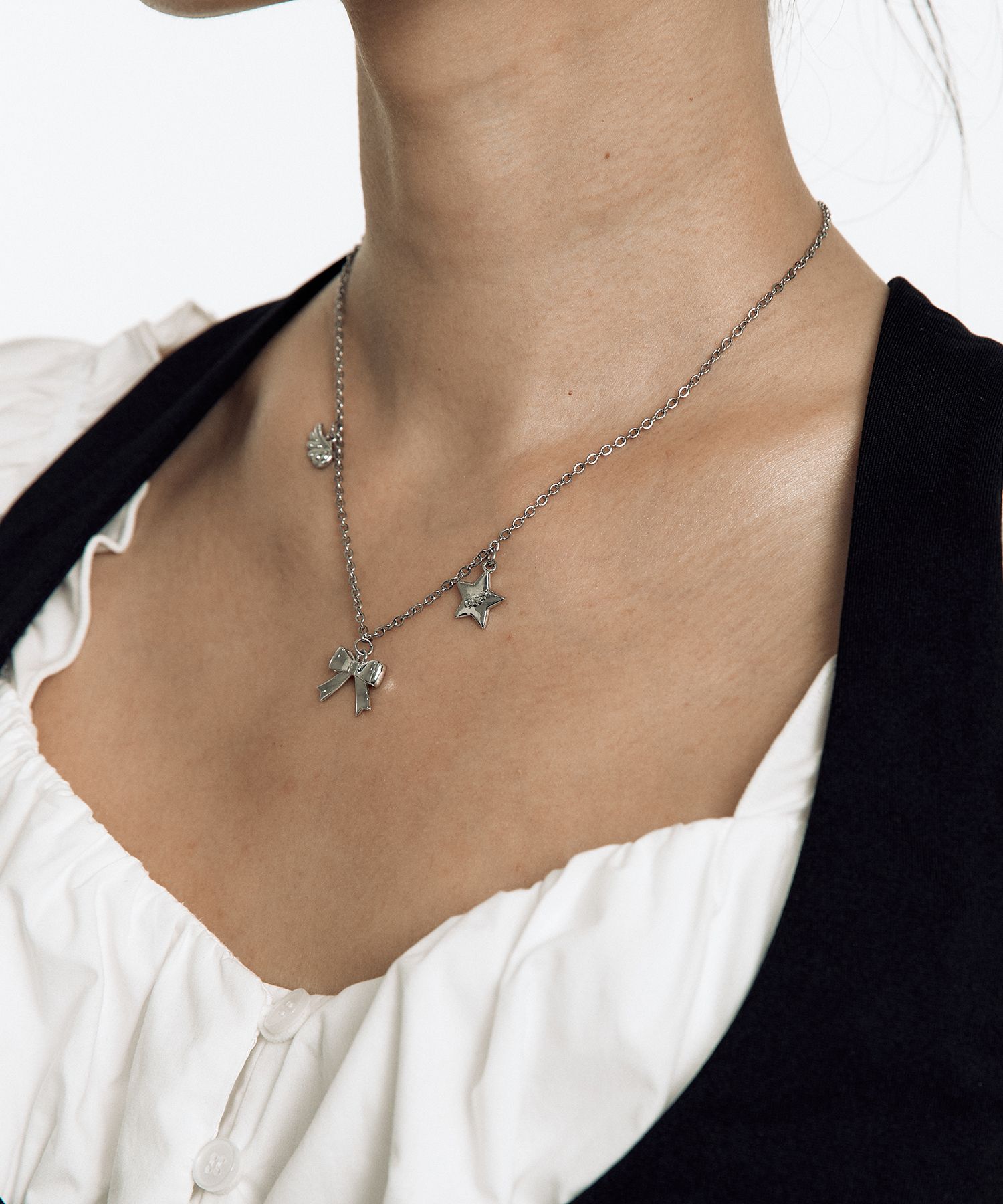 [韓国人気ジュエリー] nff ribbon tinkle necklace MUSINSA公式 | KASHIKO Tinkle Ribbon Necklace