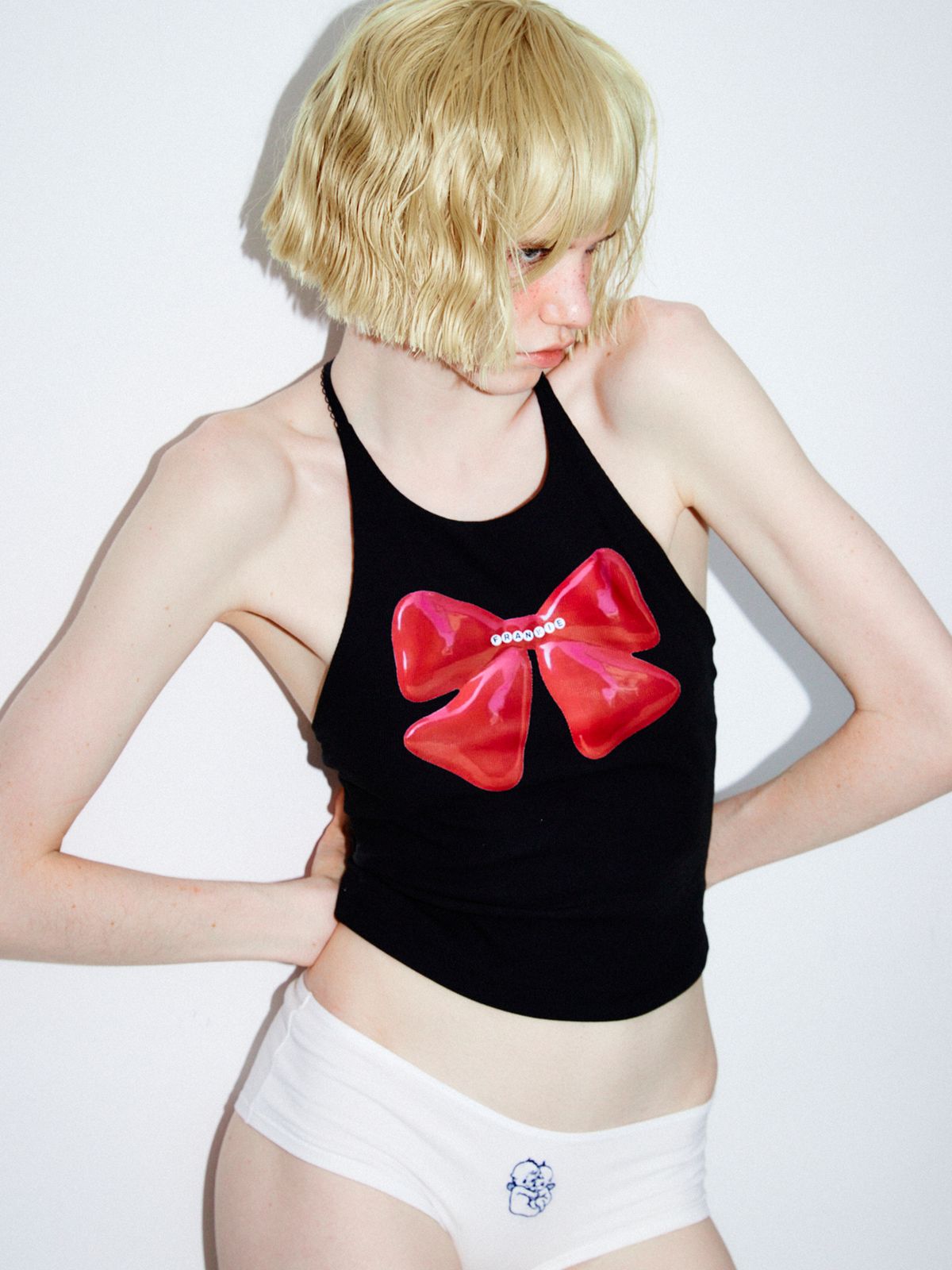 하이타이드 프랭키(HIGHTIDEFRANKIE) Ribbon Cube Halter Top Black