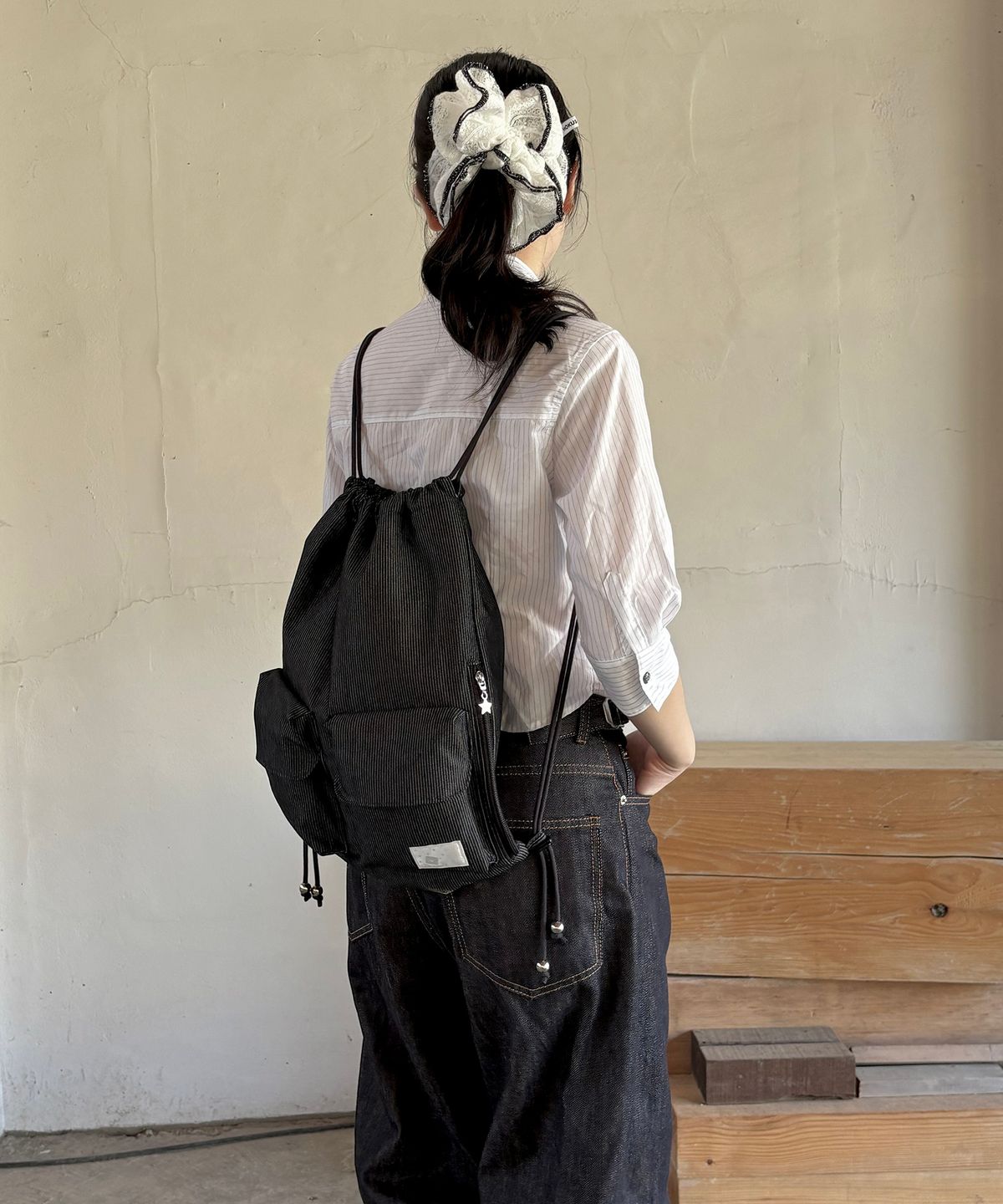 포이에(POIE) two pocket string bag(stripe)