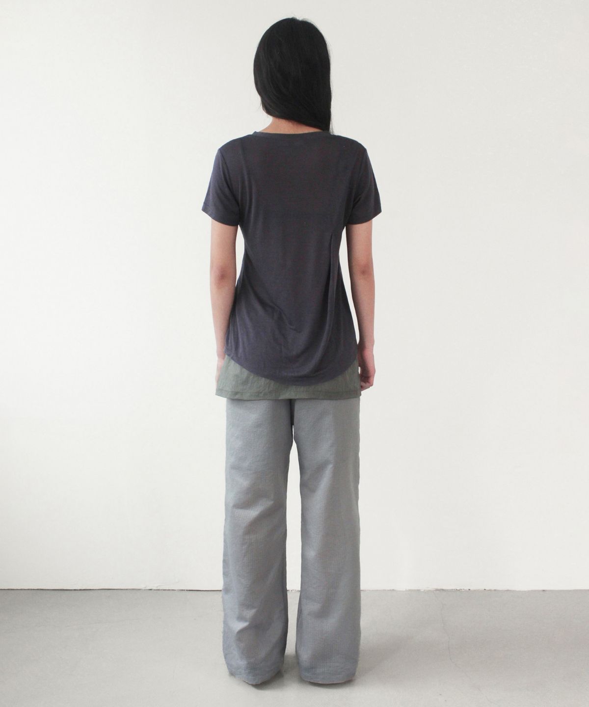 카셀(CACELE) OVERLAY STRIPE PANTS, GRAY MIX